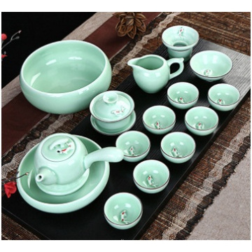 Handgemalte China Celadon, Tee-Set Keramik